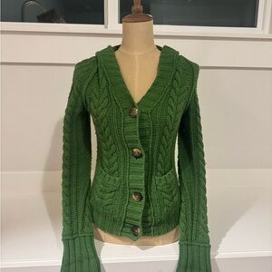 Old Navy Green Cable Knit Cardigan
